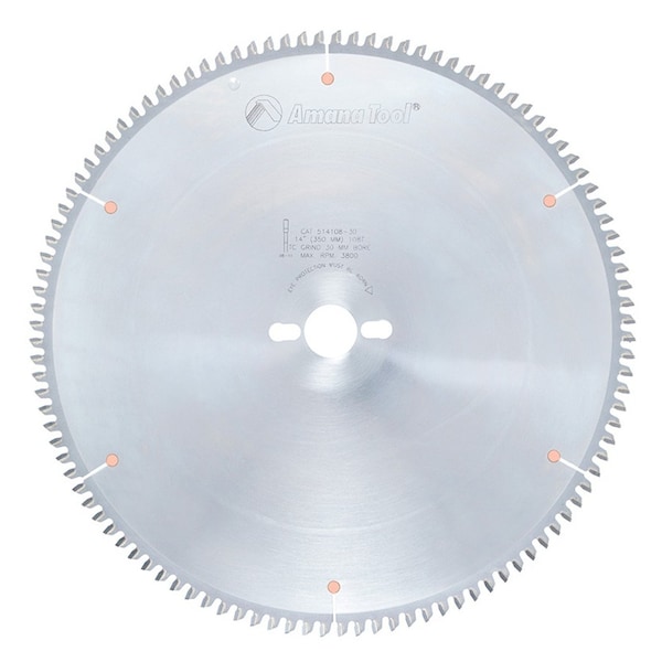 Amana 514108-30 Carbide Tipped Aluminum and Non-Ferrous Metals 14in D x 108T TCG, -6 Deg, 30MM Bore, 514108-30-AMANA - main